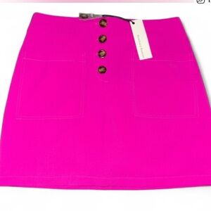 Newbury Kustom Fully Lined Button Up Fusia  Mini Skirt NEW!
